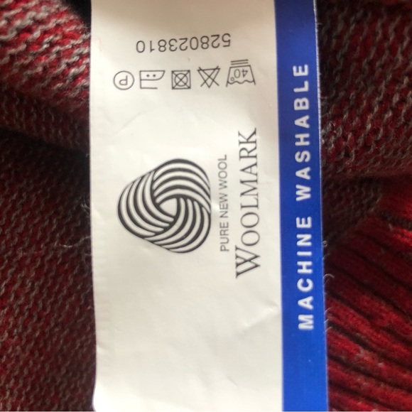 Wolsey Men's Wool Mottled Red Quarterzip Sweater Medium - Picture 10 of 12